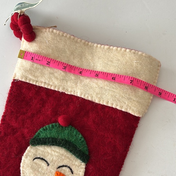 Arcadia Home Cream and Red Jolly Snowman Holiday Stocking - Picture 8 of 12